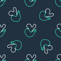 Line Spanish wineskin icon isolated seamless pattern on black background. Vector