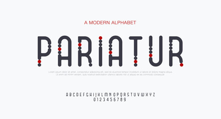 Rounded modern minimal abstract alphabet fonts with dots for sport, technology, fashion, digital, future creative logo.