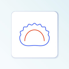 Line Dumplings icon isolated on white background. Pierogi, varenyky, pelmeni, ravioli. Traditional Ukrainian food. Colorful outline concept. Vector