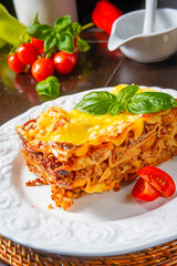 Delicious lasagne with Bolognese and bechamel sauce