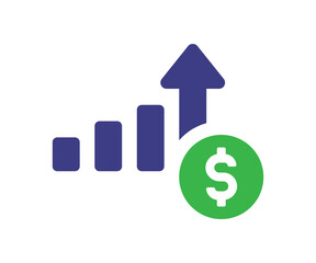 Growth profit chart icon vector. Financial business concept.