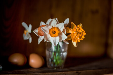 daffodils in vase on table