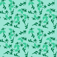 Drawing buds flowers roses. Beautiful floral seamless pattern print. Nature abstract background vector wallpaper. Line art botanical illustration graphic design. Trendy pastel green, mint colors paint