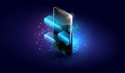 Live chat service, social media communication. Mobile chat dialog application interface. UI UX design of messenger app. Vector isonetric Illustration.