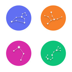 Zodiac constellation symbols collection isolated on colorful background