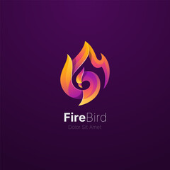 Abstract colorful fire bird logo