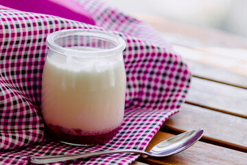 Greek yogurt in a glass jars