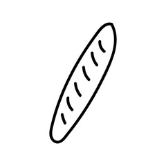 French baguette. Hand drawn doodle vector illustration isolated on whithe background. Simple drawings with black color