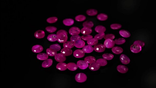natural ruby gemstone on the turning table