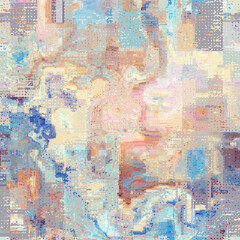 Vector image with imitation of grunge datamoshing texture.