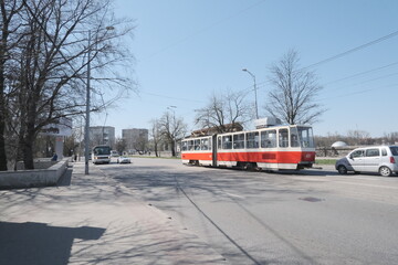 Plakat tram in the city