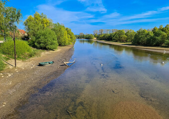 A fishing boat in Delta de la Sauer National Nature Reserve.
Rhine floodplain reserves. Munchausen,...