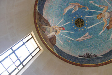 chapel at the american military cemetery in colleville-sur-mer in normandy (france)