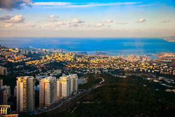 Fototapeta na wymiar Panoramic view of Haifa at sunset