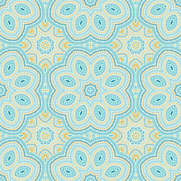 Arabic authentic floral vector seamless pattern. Tile print design. Ornate mediterranean ornament. Interior print design. Flower and leaves composition.