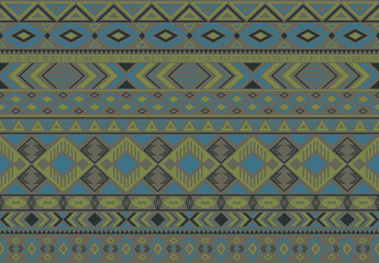 Indian pattern tribal ethnic motifs geometric seamless vector background. Rich boho tribal motifs clothing fabric textile print traditional design with triangle and rhombus shapes.