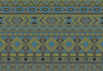 Indian pattern tribal ethnic motifs geometric seamless vector background. Rich boho tribal motifs clothing fabric textile print traditional design with triangle and rhombus shapes.