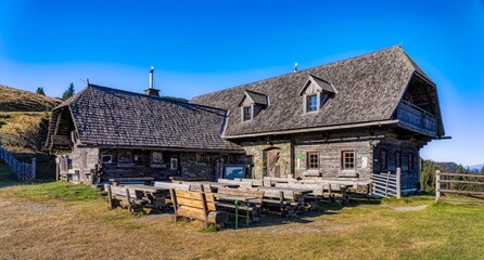 Old alpine wooden hut 