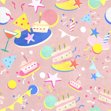 Pink birthday party pattern for kids