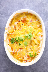 potato gratin with cream and cheese