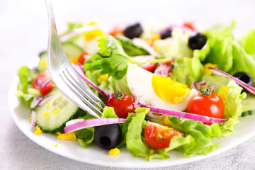 Obraz na płótnie Canvas vegetable salad and fork