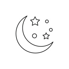 Moon With Stars Line Icon On White Background