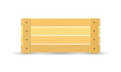 Cartoon of solid natural material crate for transportation or delivery service. Vector empty box made of wood and timber planks. Concept of shipping and transfer isolated on white background
