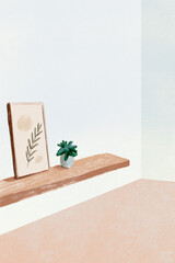 Home interior background color pencil illustration