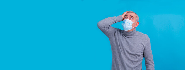 man with medical mask isolated making hand gestures