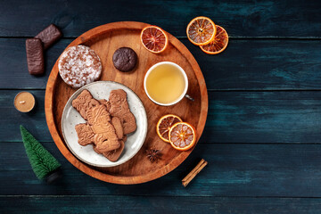 Spekulatius and Elisen, German Christmas gingerbread cookies, shot from the top