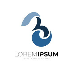 Fototapeta premium Simple letter B logo with blue color, flat style