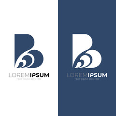 Wave logo and letter B design vector, simple letter B logo vector