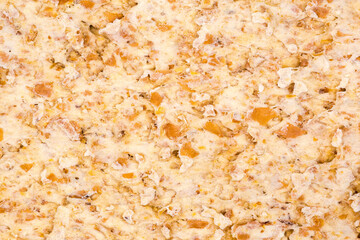 Texture of rye-wheat crispbread, top view close-up