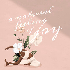 Healthy living quote with a natural feeling of joy text - obrazy, fototapety, plakaty