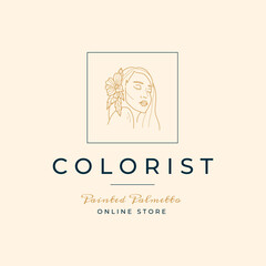 Abstract Flowers Women Vector Signs or Logo Templates. Retro Floral Illustration with Classy Typography. Feminine Logo. Modern Logo Template for florist, photographer, fashion blogger, design studio.