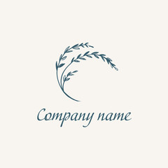 branch with leaves in a semicircle, minimalism. logo trend for brand