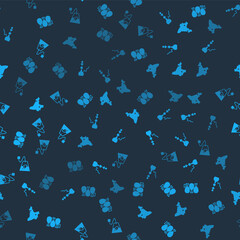 Set Tandoori chicken, Hookah, India map and Tea bag on seamless pattern. Vector