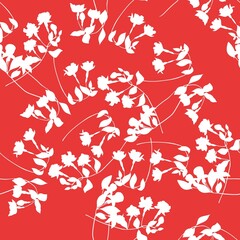 Red flowers. Seamless vector pattern for fabric and packaging.