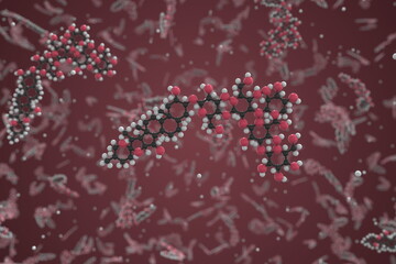 Digitonin molecule made with balls, conceptual molecular model. Chemical 3d rendering