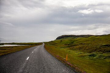 Summer landscape and road in Southern Iceland, Europe