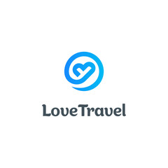 Fototapeta premium Airplane Heart Love Travel Vector Abstract Illustration Logo Icon Design Template Element