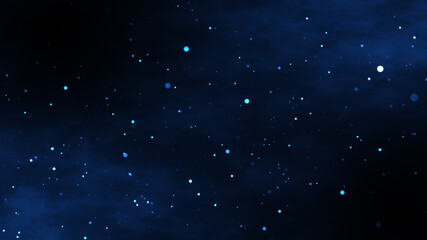 Glowing flying stars particle in galaxy background
