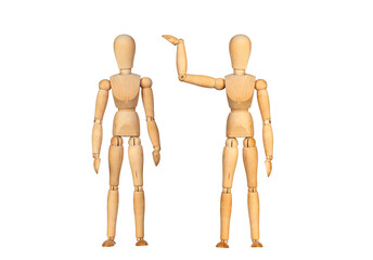 Many wooden mannequin doing differents gestures