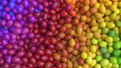 Festive Easter background with heap of multicolored eggs
