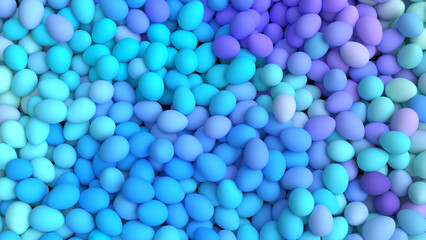 Easter background with heap of bright blue eggs