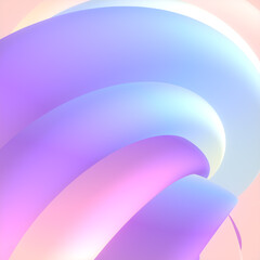 Wavy curved fluid shapes with trendy holographic gradient. Modern cover template design. Digital illustration