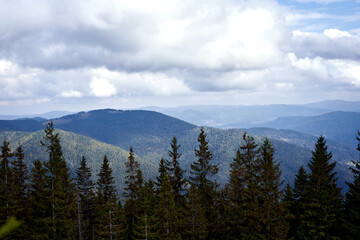 mountain landscape with cloud sky Carpathian Ukraine