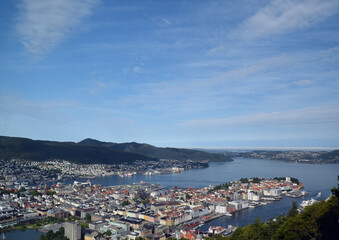 Naklejka na ściany i meble Bergen aerial panoramic view, Norway