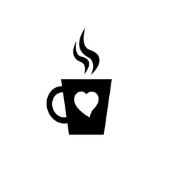 Coffee cup icon vector illustration isolated on white. Mug with hot beverage in flat style