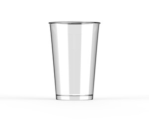 Blank transparent promotional stadium cup for branding, mockup template on isolated white background, 3d illustration